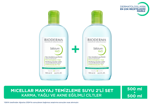 Sebium H2O Micellar Makyaj Temizleme Suyu 2'li Karma Yağlı Akneli Cilt 500 ml